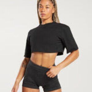 Gymshark Cotton Boxy Crop Top - Black Medium